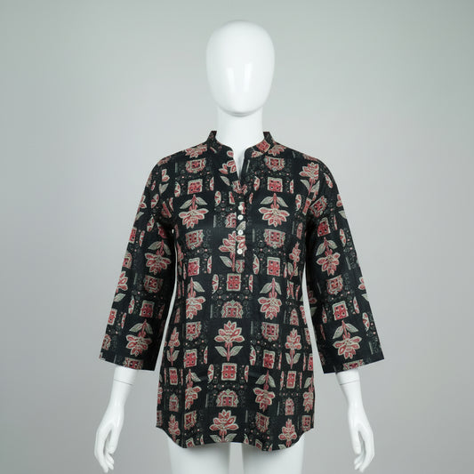 Black Floral short kurti