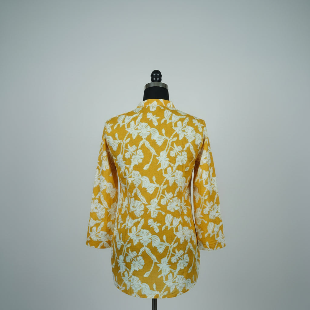 Mustard Floral Short kurti