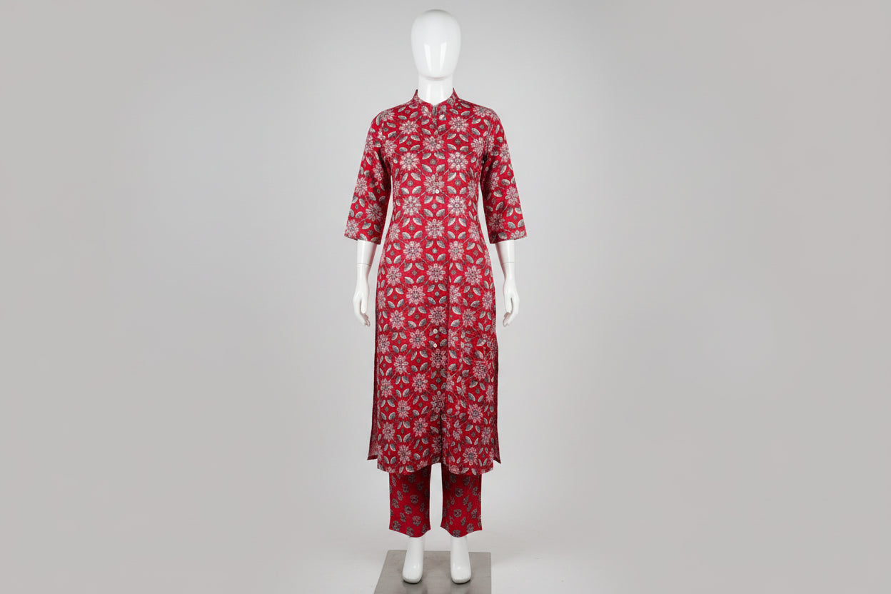 Red Floral Kurta set