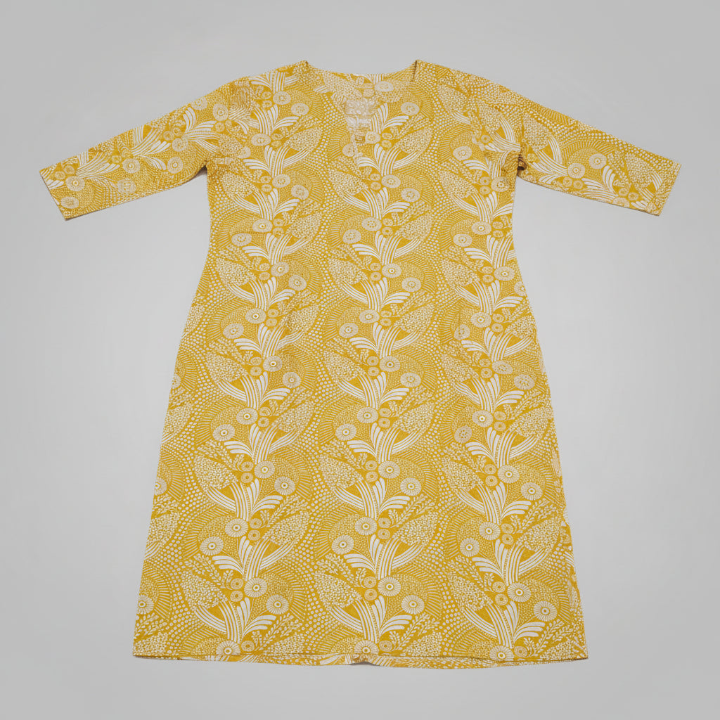 Mustard Yellow Cotton Kurti
