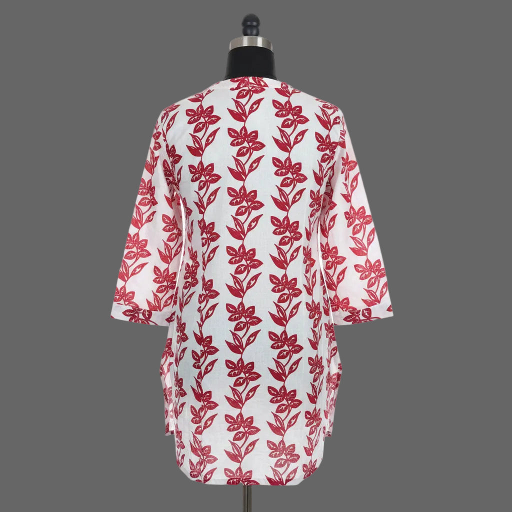 White floral short kurti