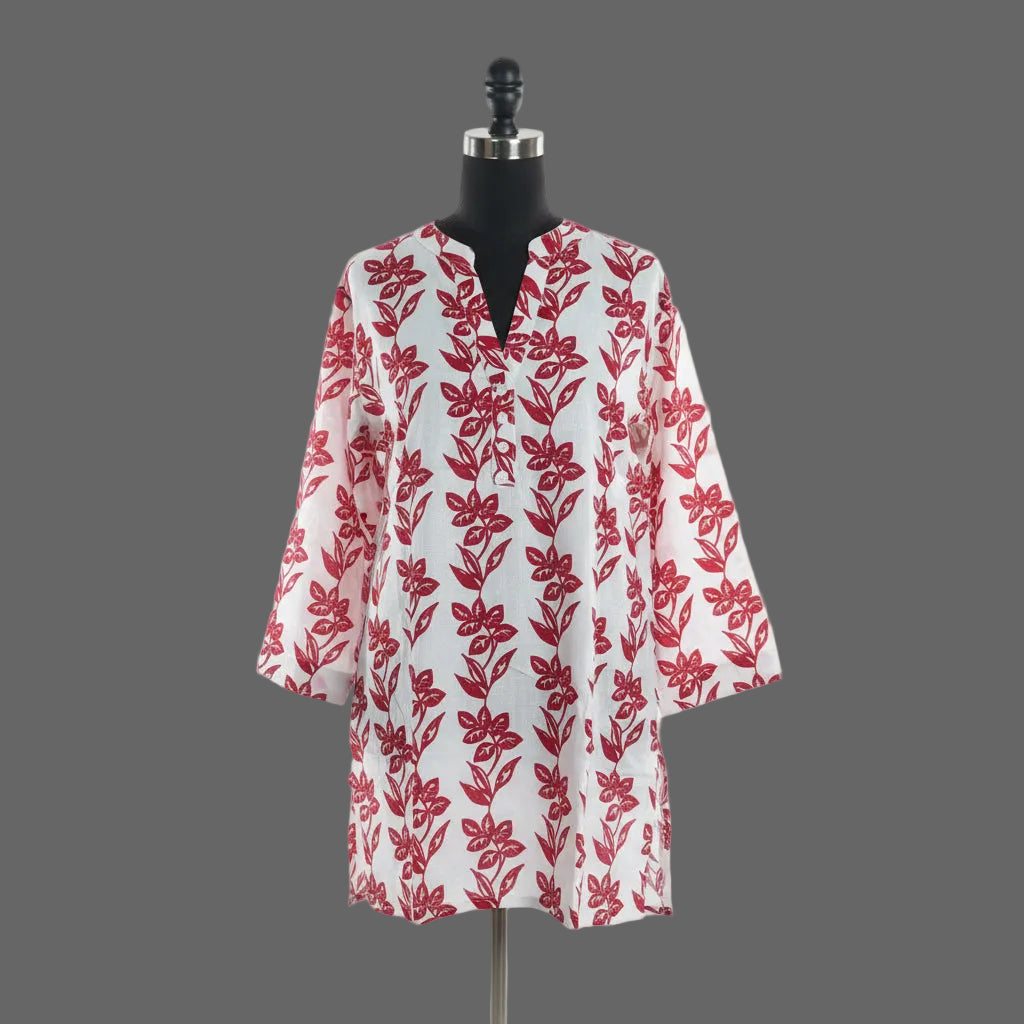 White floral short kurti