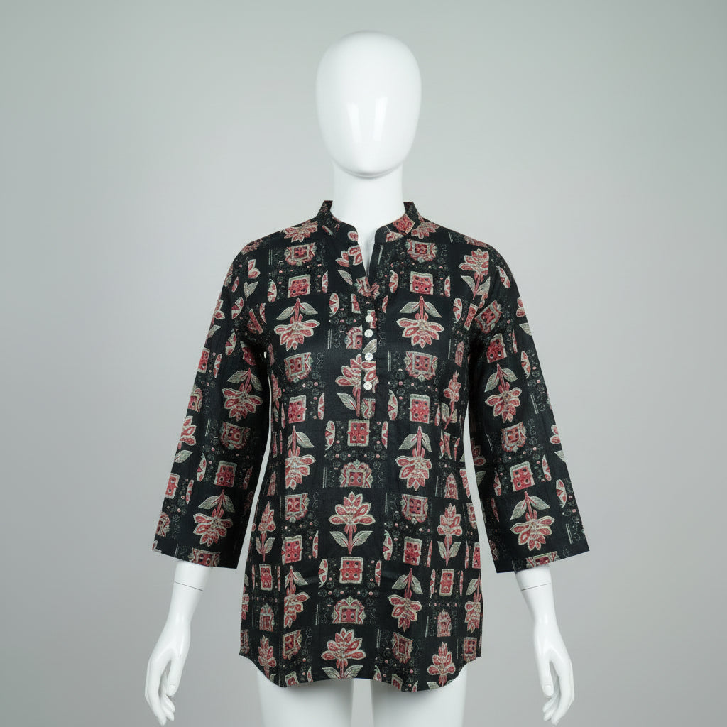 Black Floral short kurti