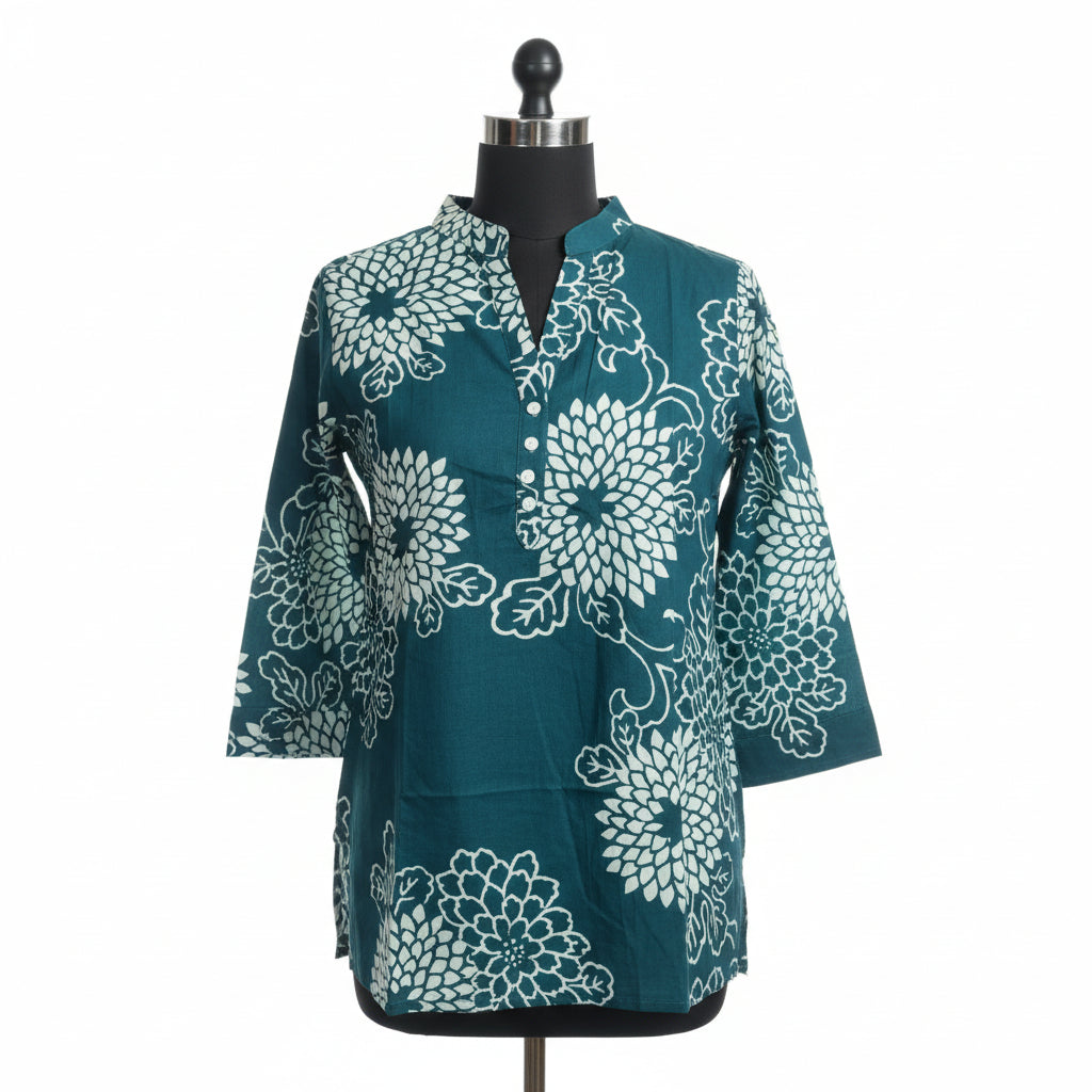 Green Floral Short kurti