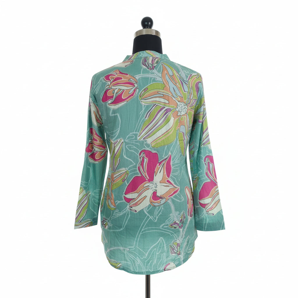 Mint Green Floral Short kurti