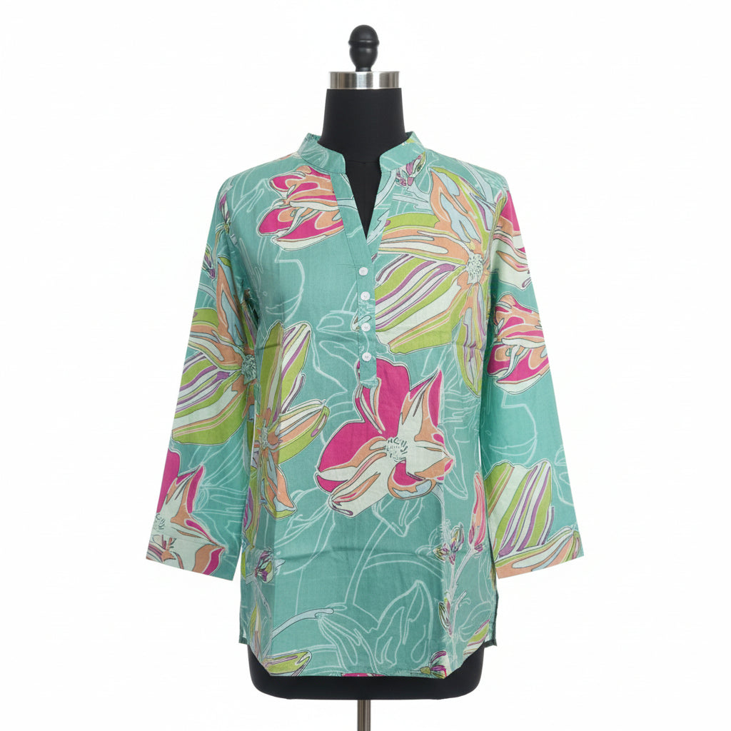 Mint Green Floral Short kurti