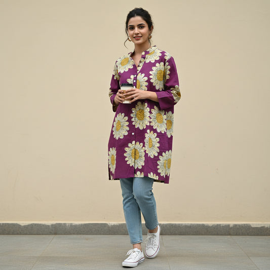 Maroon Floral Short kurti