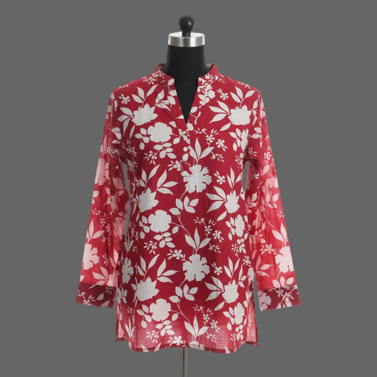 Red Floral short kurti