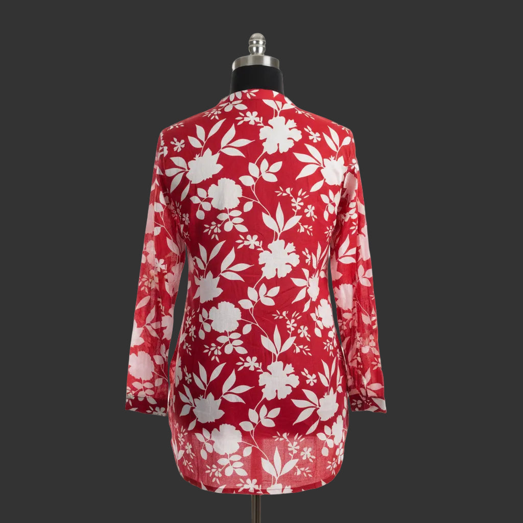 Red Floral short kurti