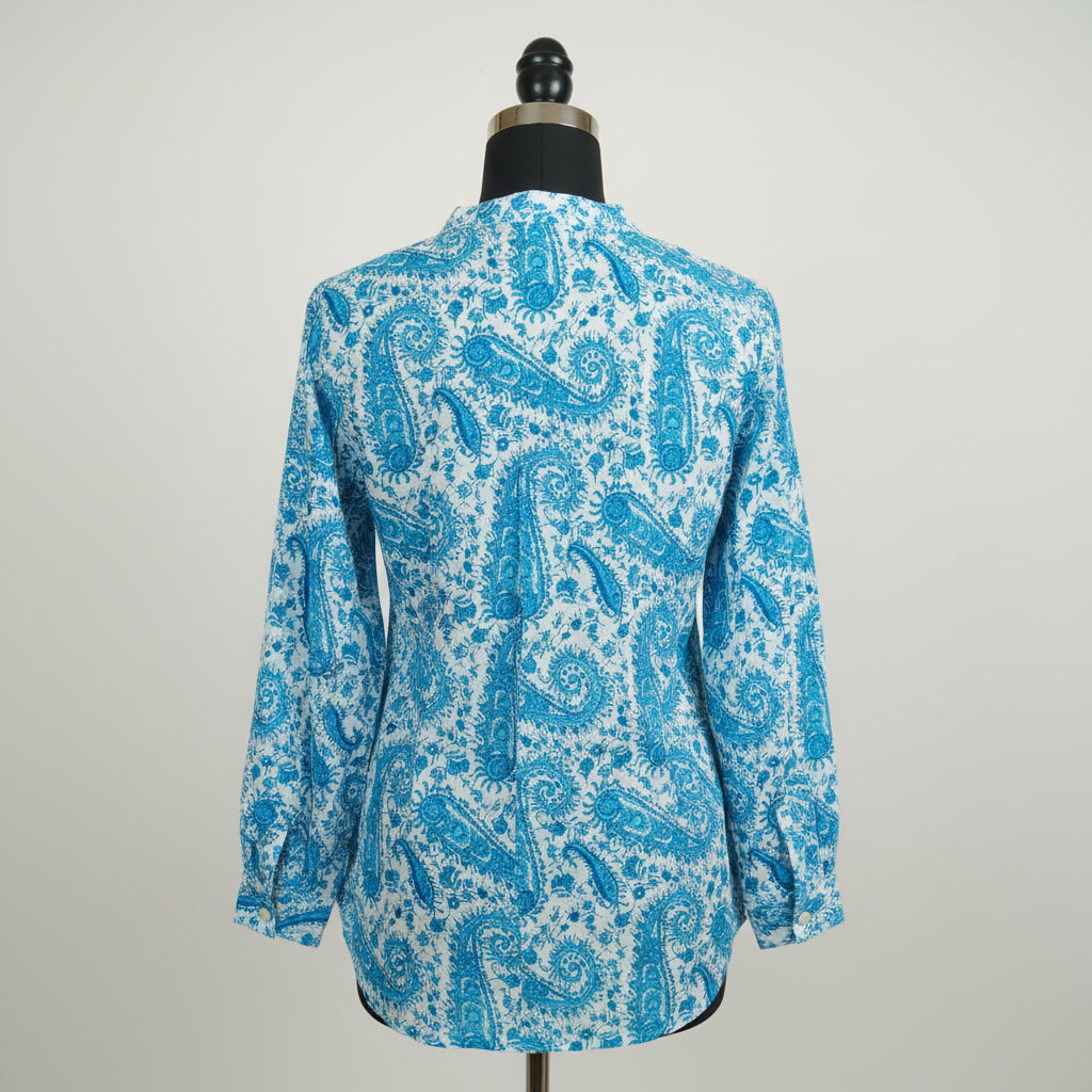 sky blue floral short kurti