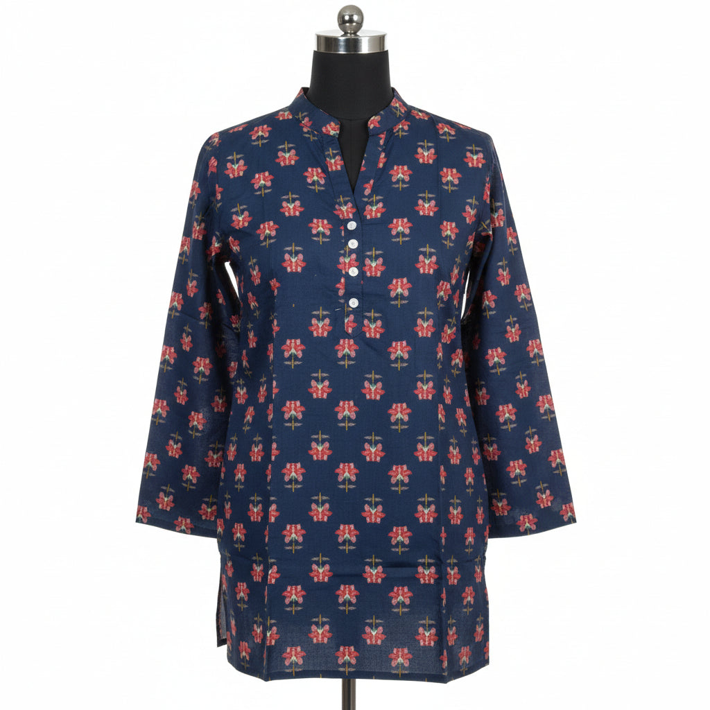 Navy blue Floral Short kurti