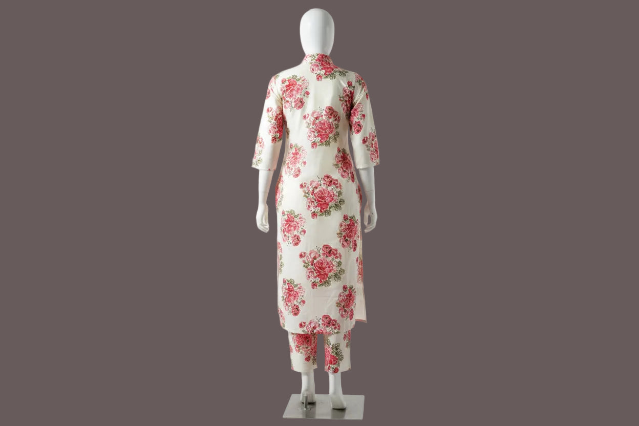 Cream Floral Kurta set