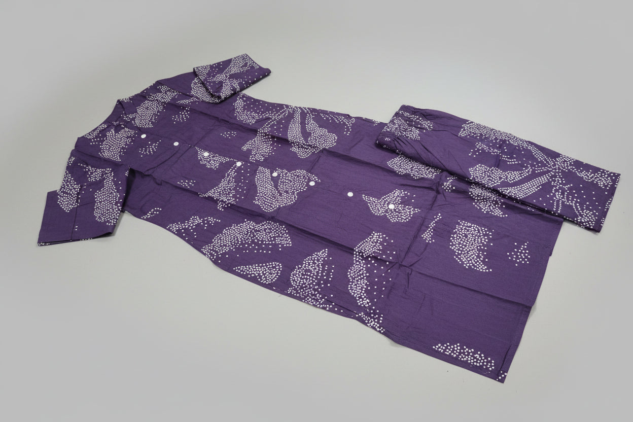 Purple Dotted Kurta Set