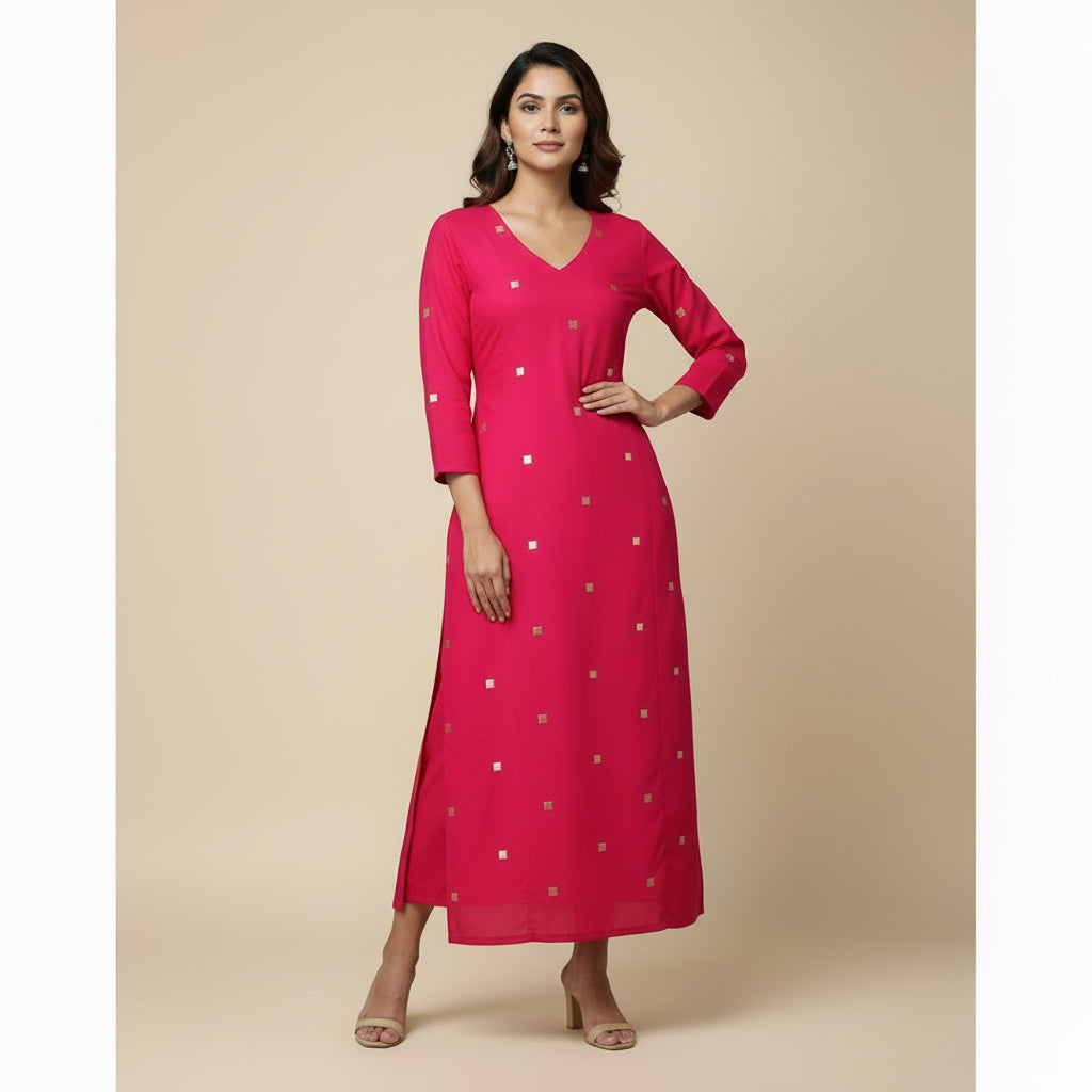 Fuchsia Pink Cotton Kurti