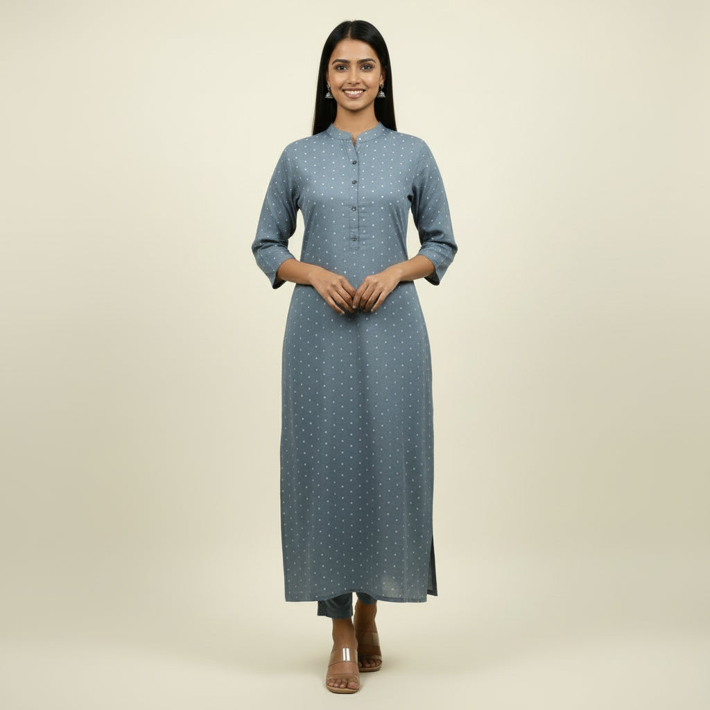 Slate Blue Cotton Kurti