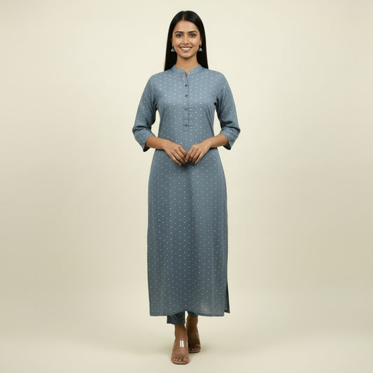 Slate Blue Cotton Kurti