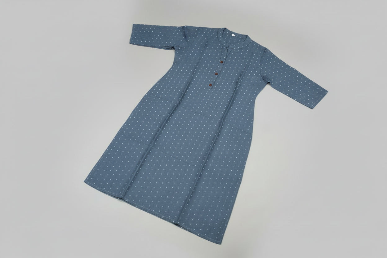 Slate Blue Cotton Kurti