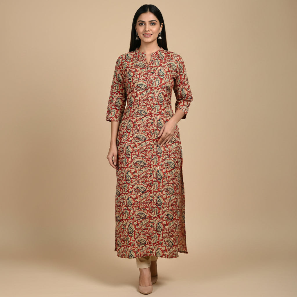 Beige Floral Kurti