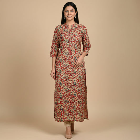 Beige Floral Kurti