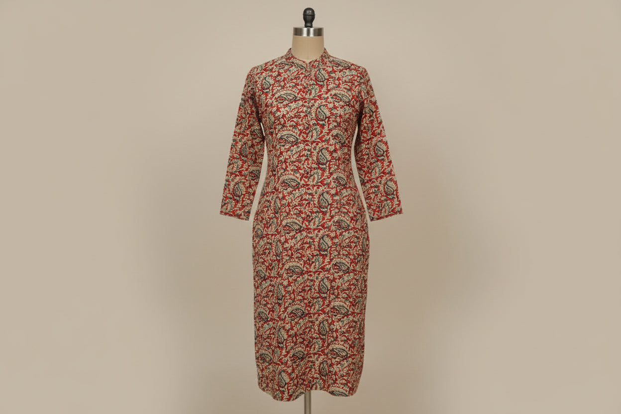 Beige Floral Kurti