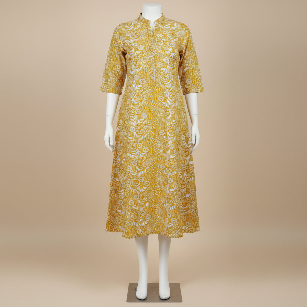 Mustard Yellow Cotton Kurti