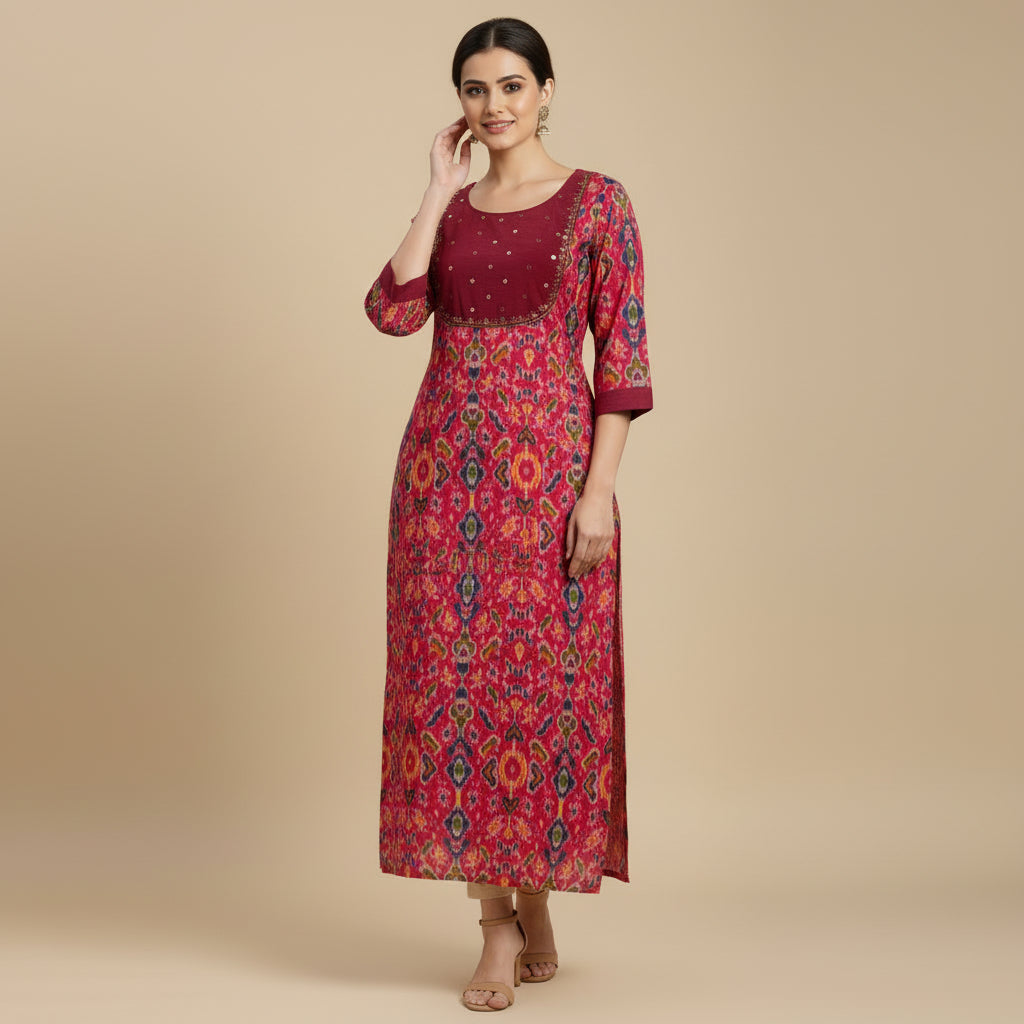 Maroon Cotton Kurti