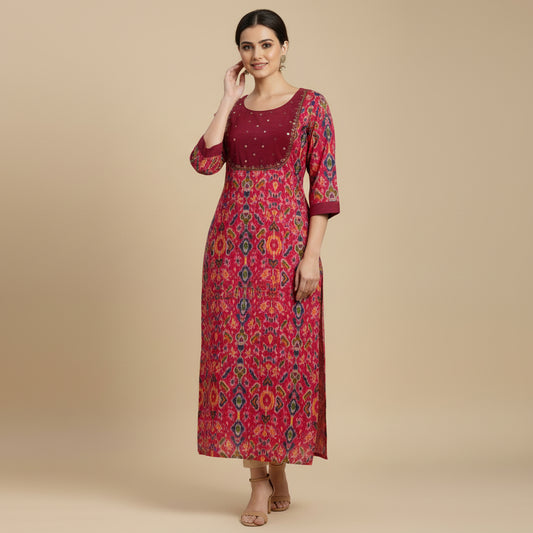 Maroon Cotton Kurti