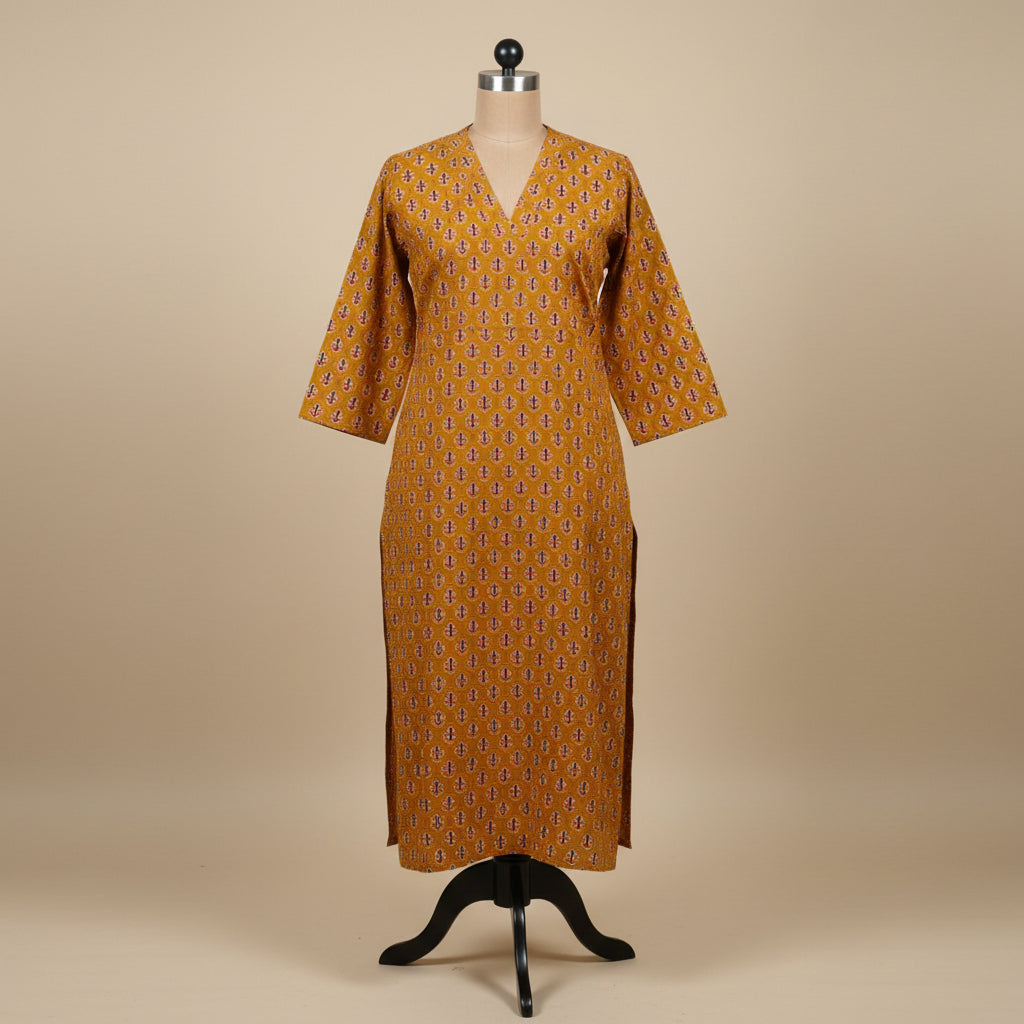 Mustard  Cotton Kurti