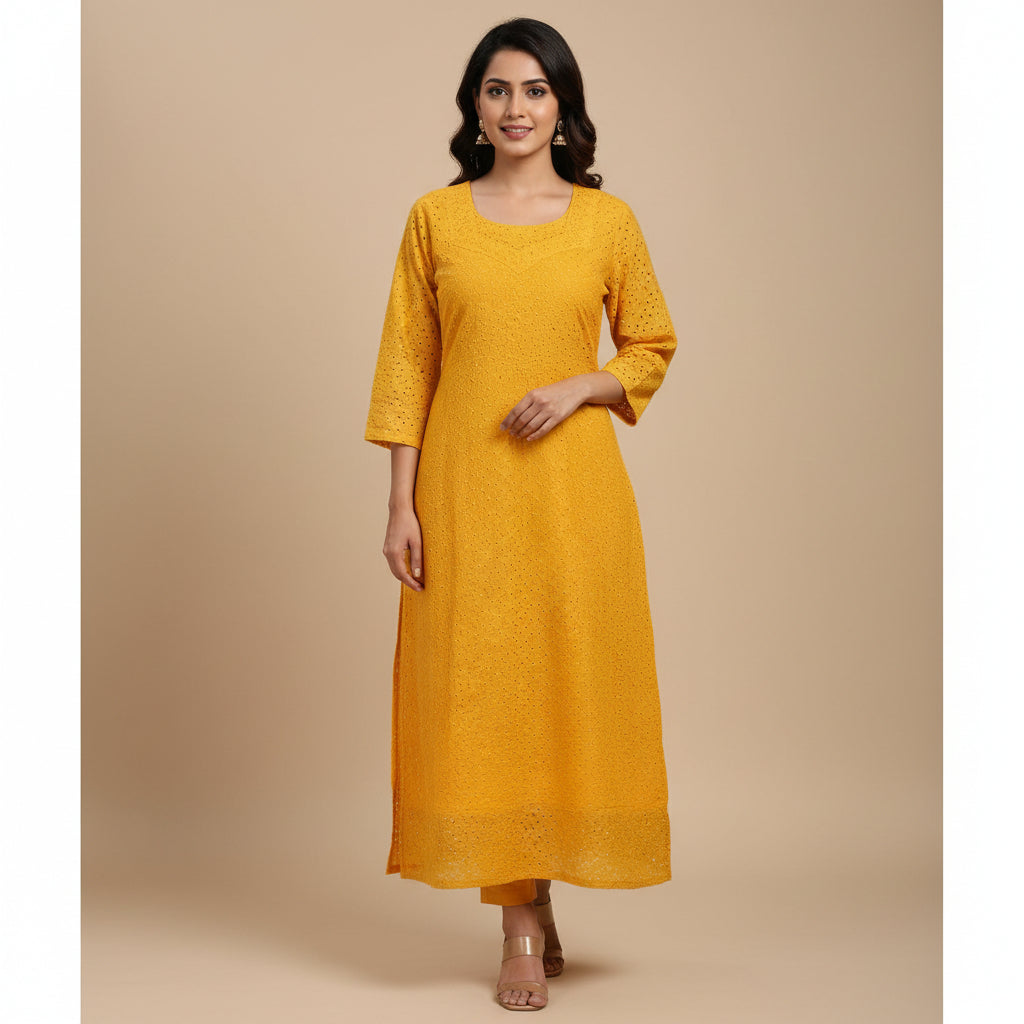 Yellow Hakoba Kurti