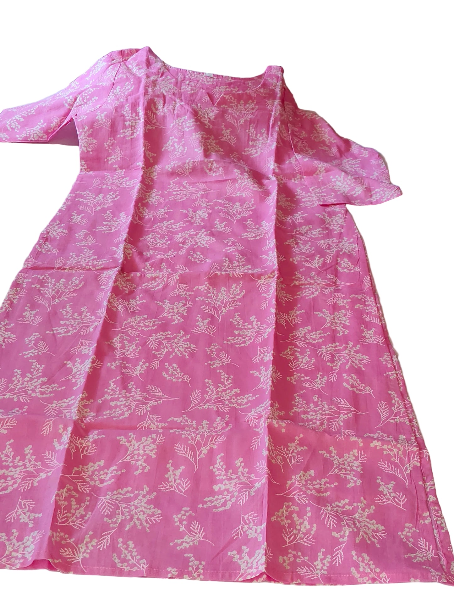 Pink Floral Cotton Kurti