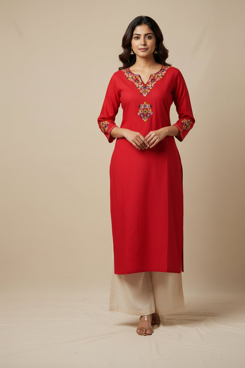 Red Rayon Kurti