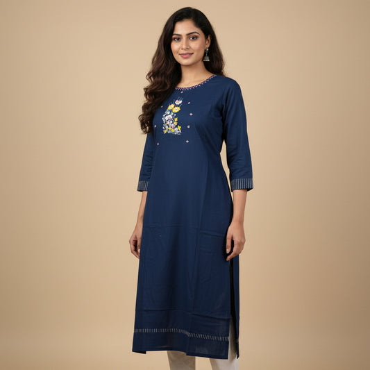 Navy Blue Rayon Kurti