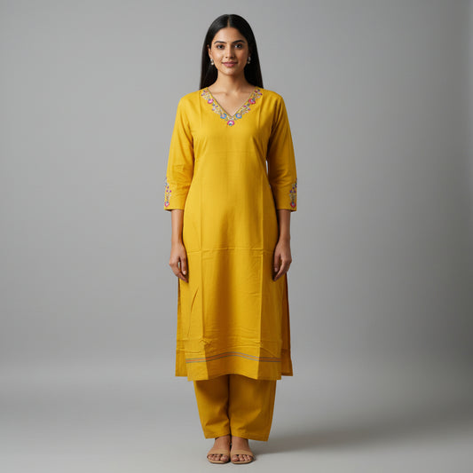 Yellow Rayon Kurti