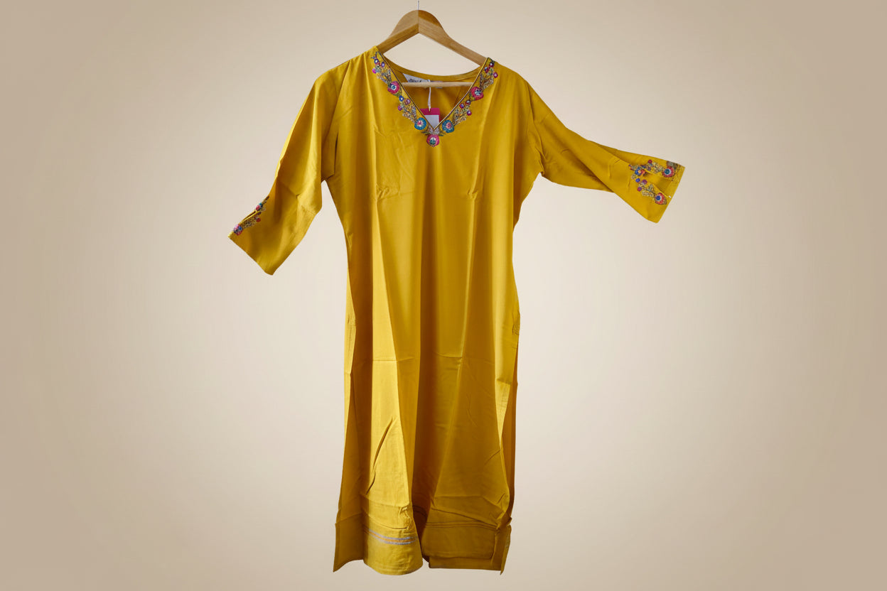 Yellow Rayon Kurti