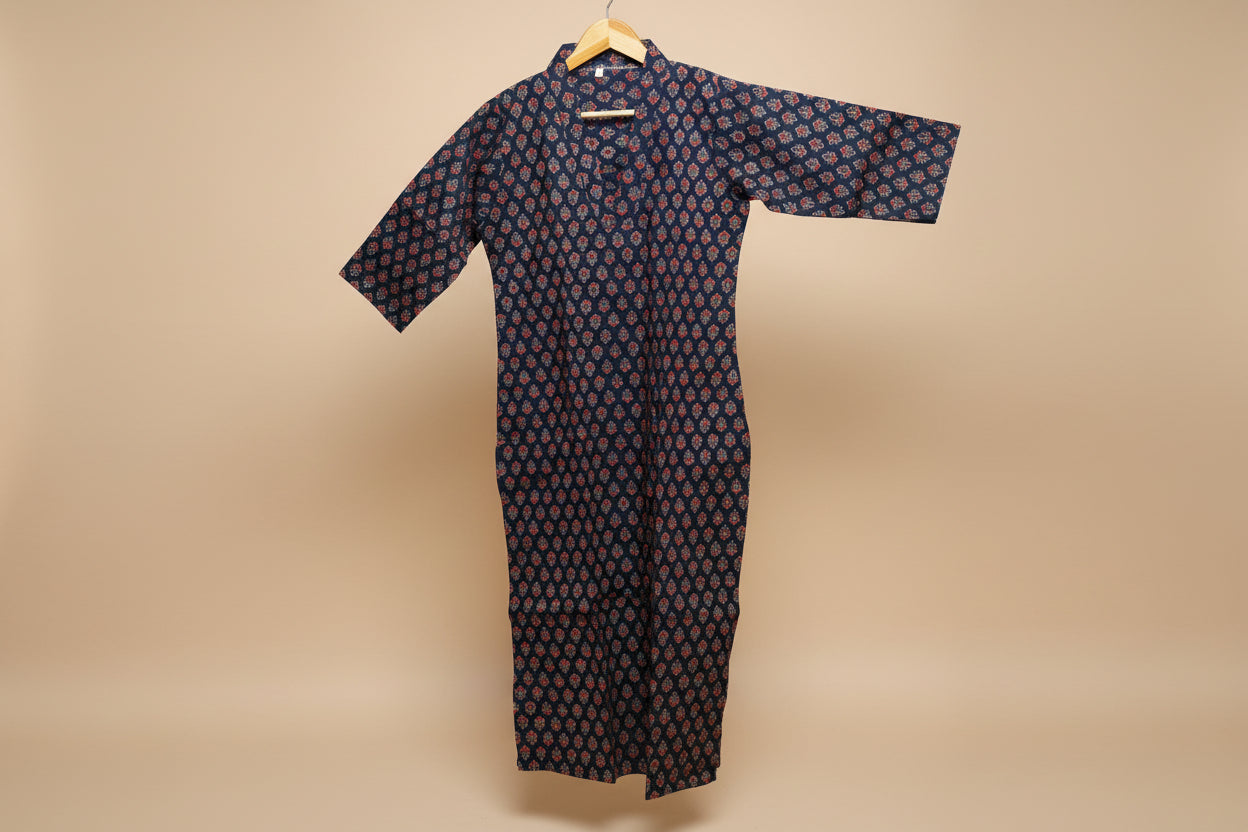 Navy Blue Cotton Kurti