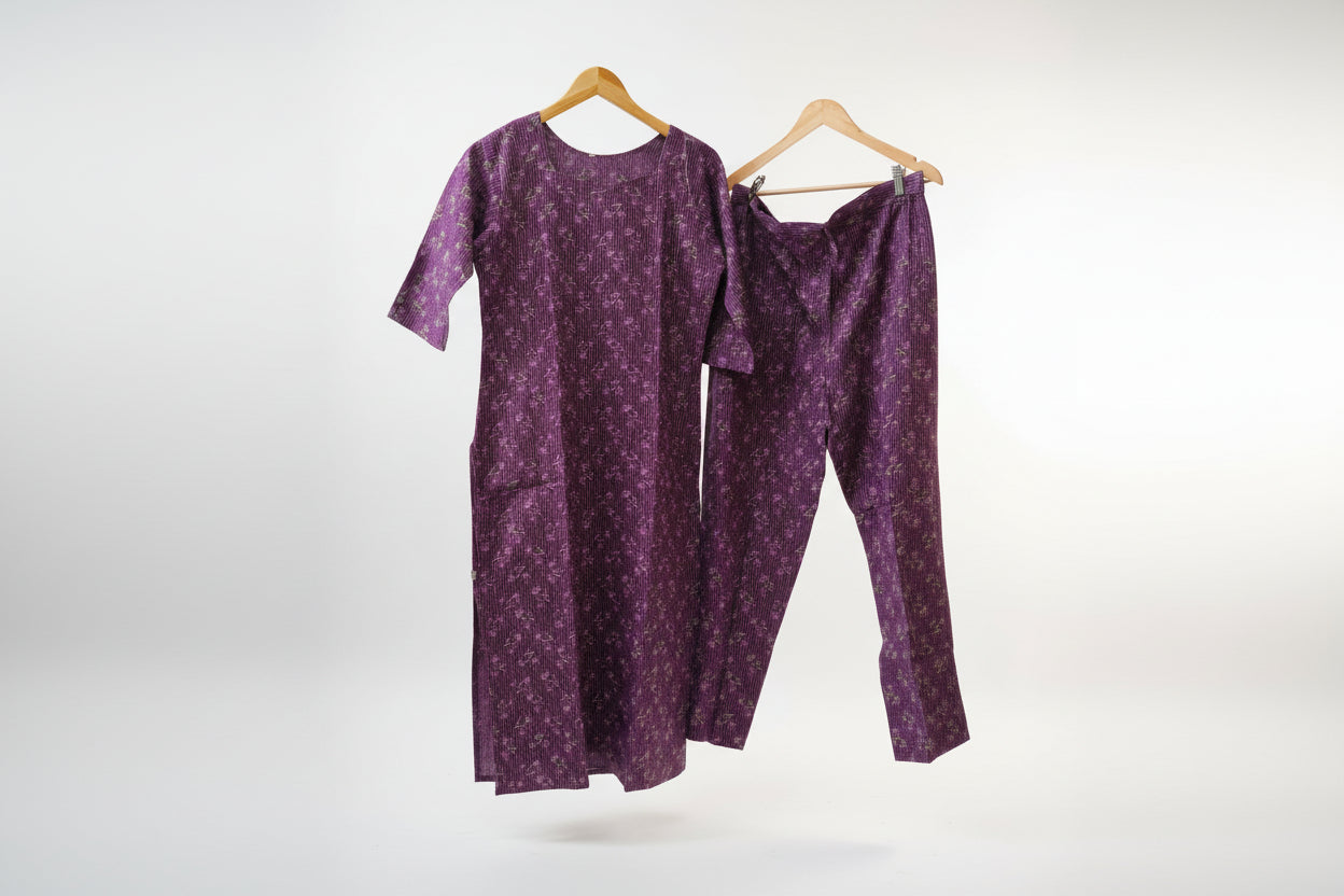 Wine Kanda Cotton Kurta Set