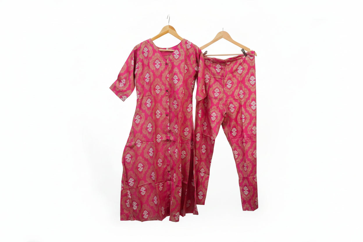 Pink Rayon Kurta Set