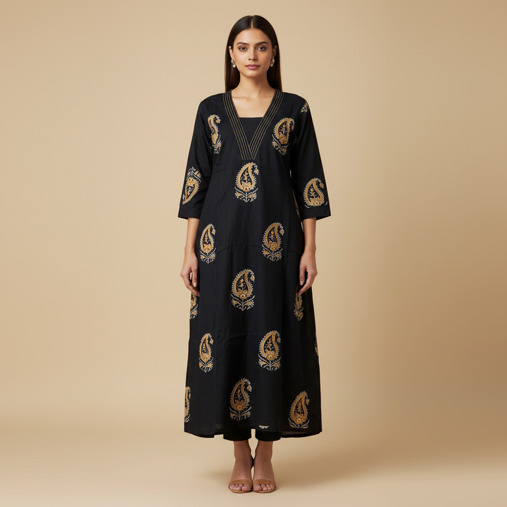 Black Cotton Kurti